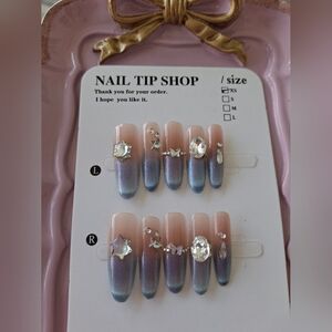 Gradient Blue and Pink Press-On Nails Size Extra Small XS